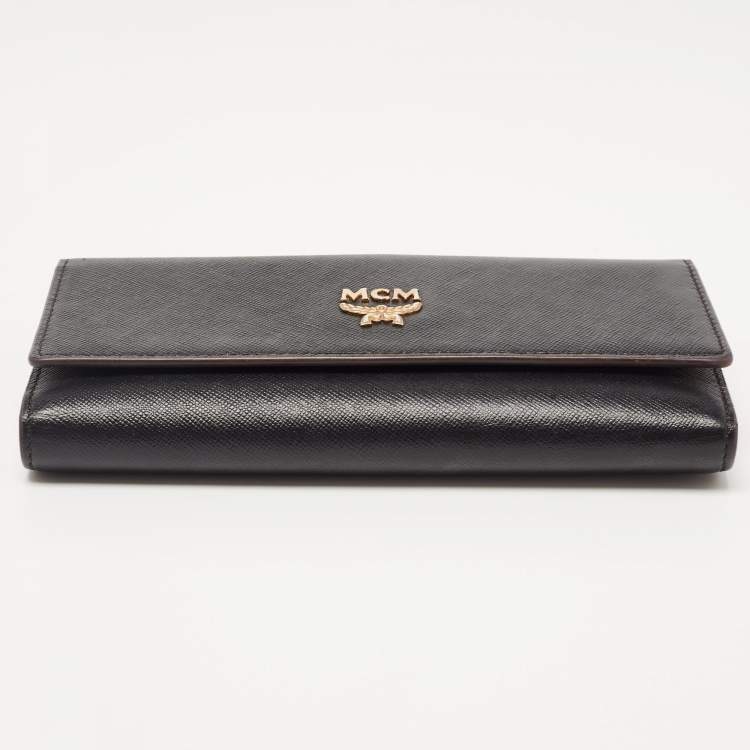 Pre Owned MCM Black Leather Milla Long Trifold Continental Wallet