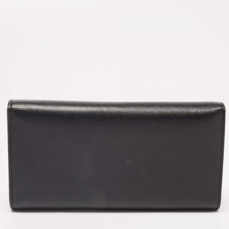 Pre Owned MCM Black Leather Milla Long Trifold Continental Wallet