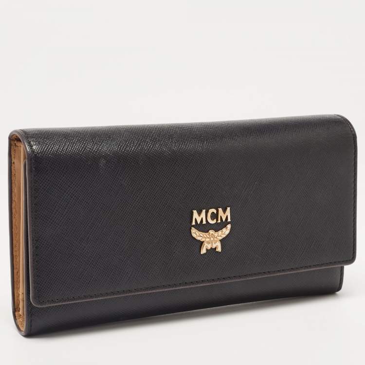 Pre Owned MCM Black Leather Milla Long Trifold Continental Wallet