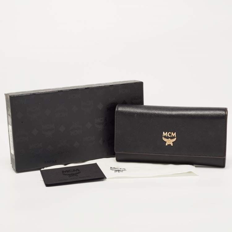Pre Owned MCM Black Leather Milla Long Trifold Continental Wallet