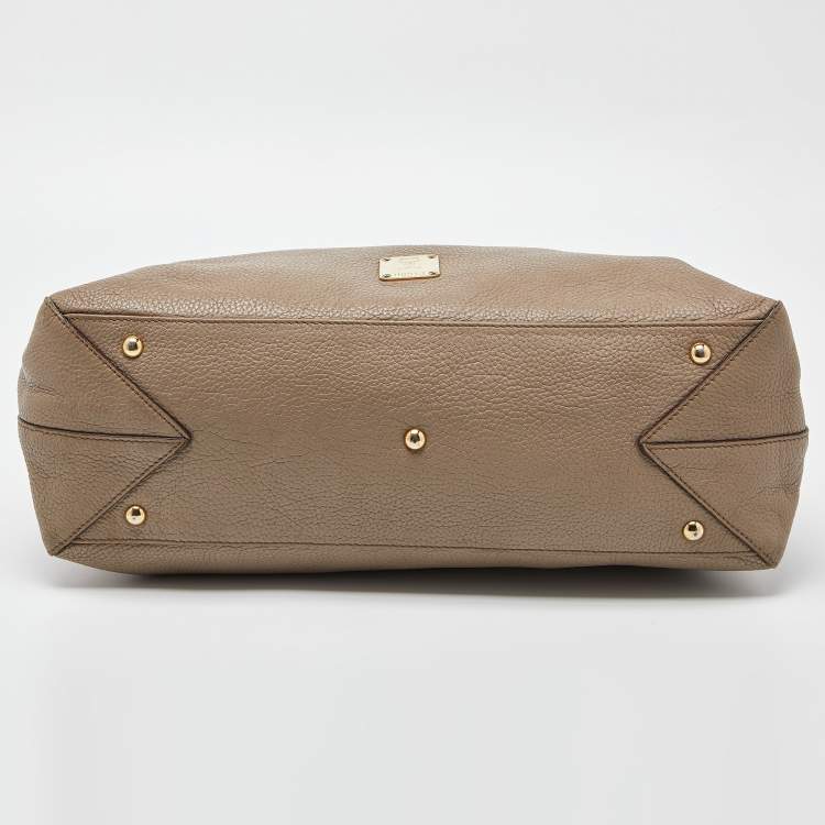 Pre Owned MCM Taupe Leather Shoulder Bag