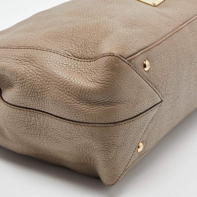 Pre Owned MCM Taupe Leather Shoulder Bag