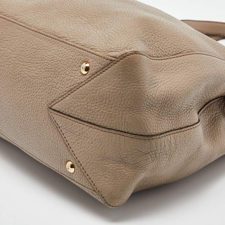 Pre Owned MCM Taupe Leather Shoulder Bag