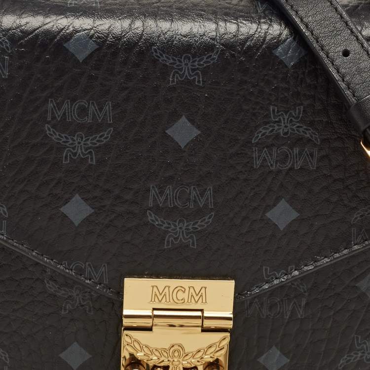 Pre Owned MCM Black Visetos Coated Canvas and Leather Patricia Top Handle Bag