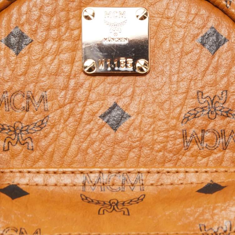Pre Owned MCM Cognac Visetos Coated Canvas and Leather Mini Studded Stark-Bebe Boo Backpack