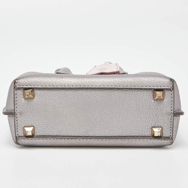 Pre Owned MCM Silver Leather Mini Milla Tote