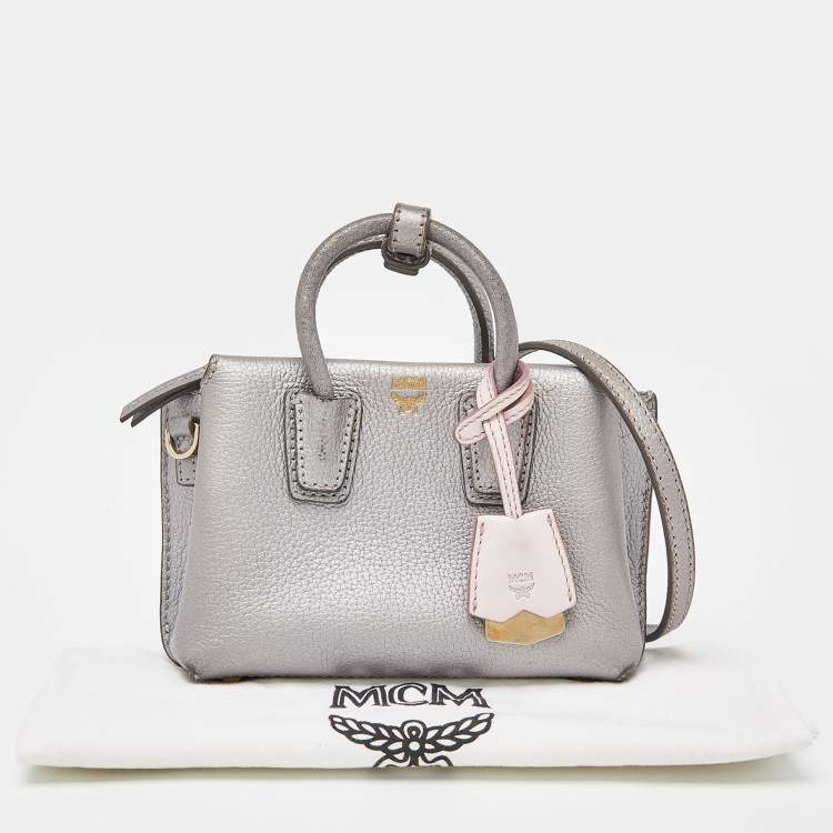 Pre Owned MCM Silver Leather Mini Milla Tote