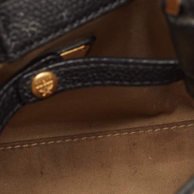 Pre Owned MCM Black/Cognac Visetos Leather Mini Corina Top Handle Bag