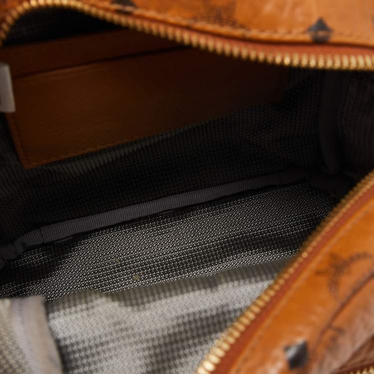 Pre Owned MCM Tan Visetos Coated Canvas and Leather Mini Studded Stark-Bebe Boo Backpack