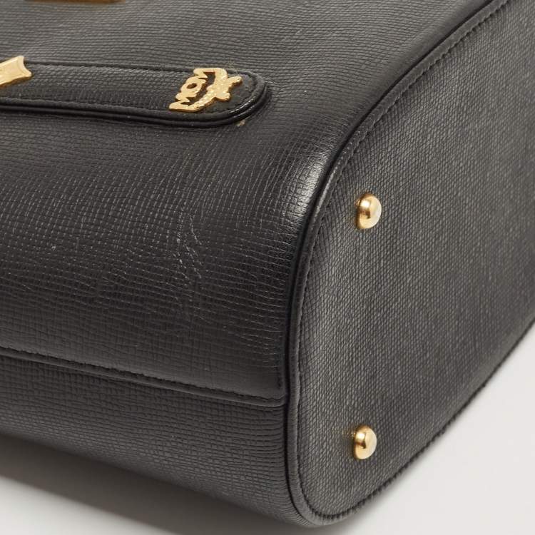 Pre Owned MCM Black Leather Studded Bucket Tote