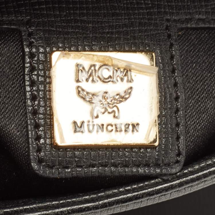 Pre Owned MCM Black Leather Studded Bucket Tote