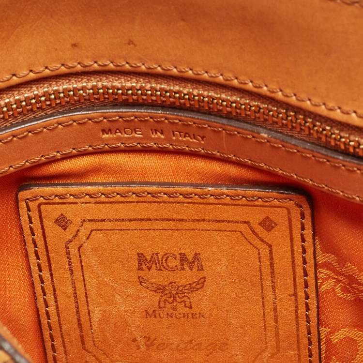 Pre Owned MCM Cognac Visetos Coated Canvas and Leather Flap Crossbody Bag