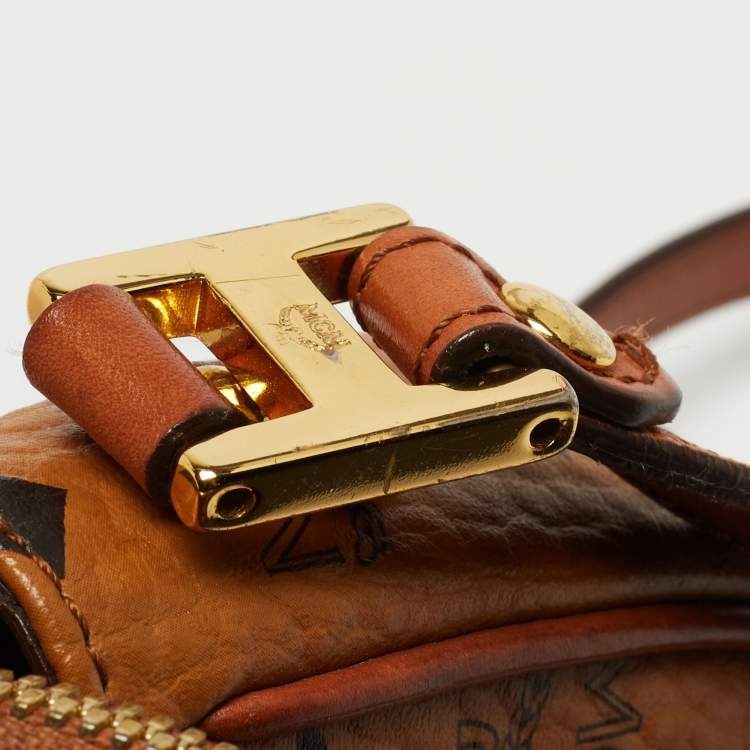 Pre Owned MCM Cognac Visetos Coated Canvas and Leather Flap Crossbody Bag