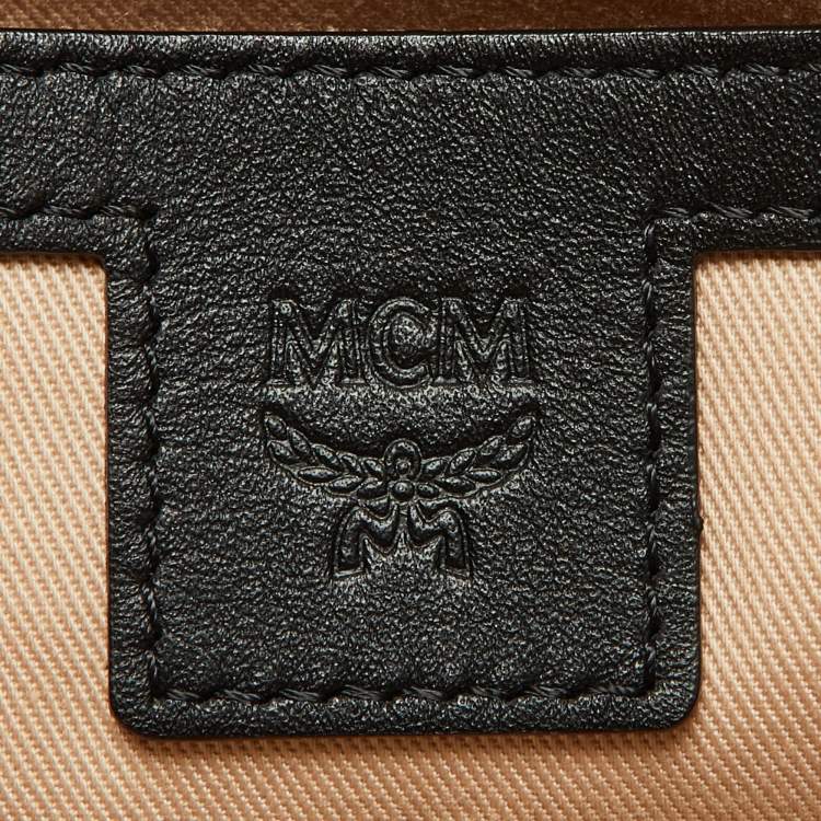 Pre Owned MCM Transparent/Black PVC and Leather Glitch Logo Shopper Tote 