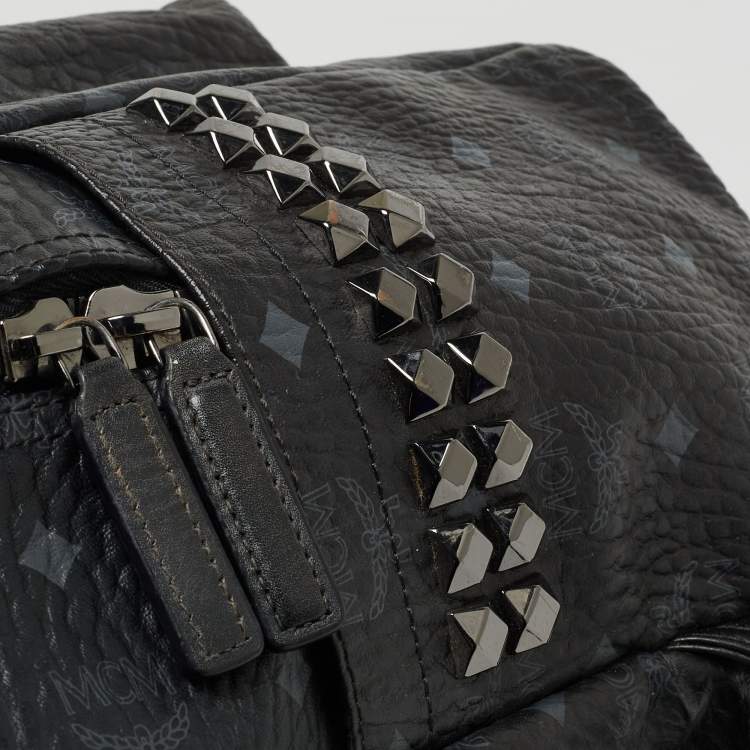 Pre Owned MCM Black Visetos Coated Canvas Large Stark Backpack