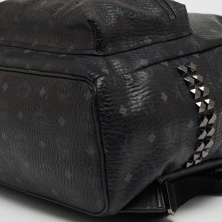 Pre Owned MCM Black Visetos Coated Canvas Large Stark Backpack