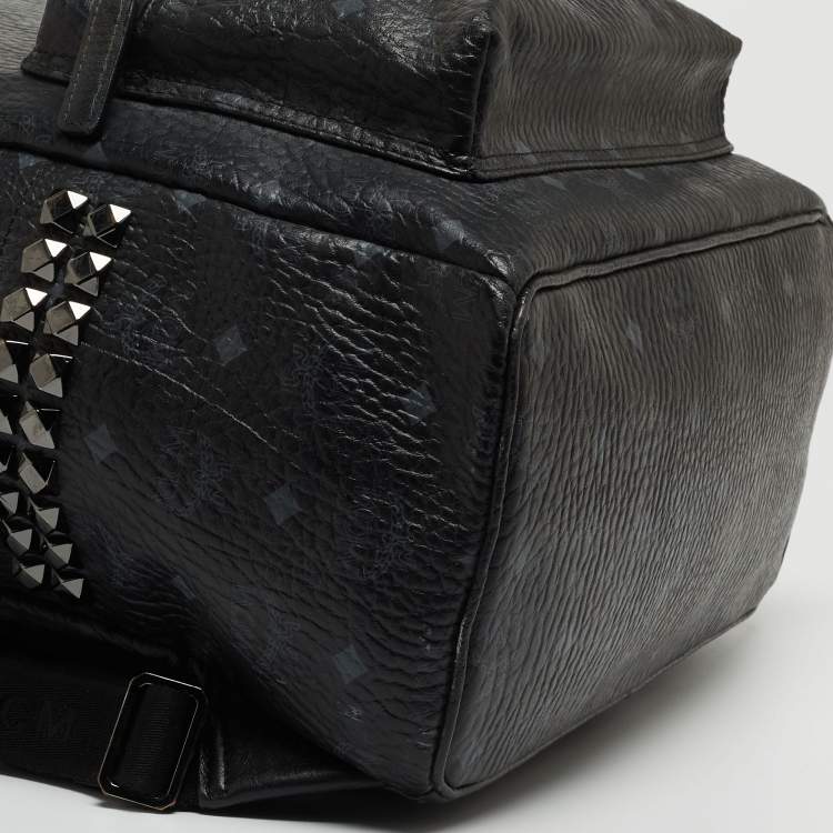 Pre Owned MCM Black Visetos Coated Canvas Large Stark Backpack