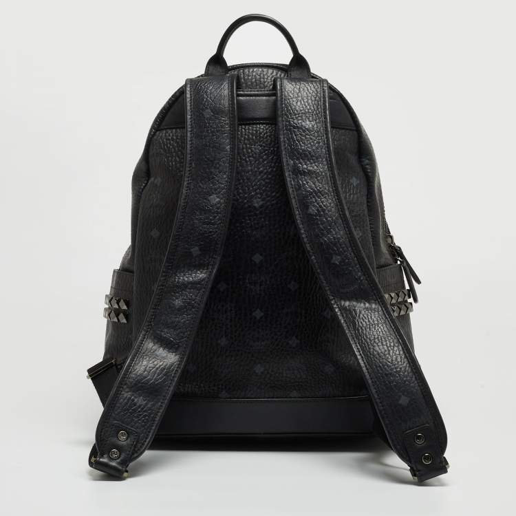 Pre Owned MCM Black Visetos Coated Canvas Large Stark Backpack