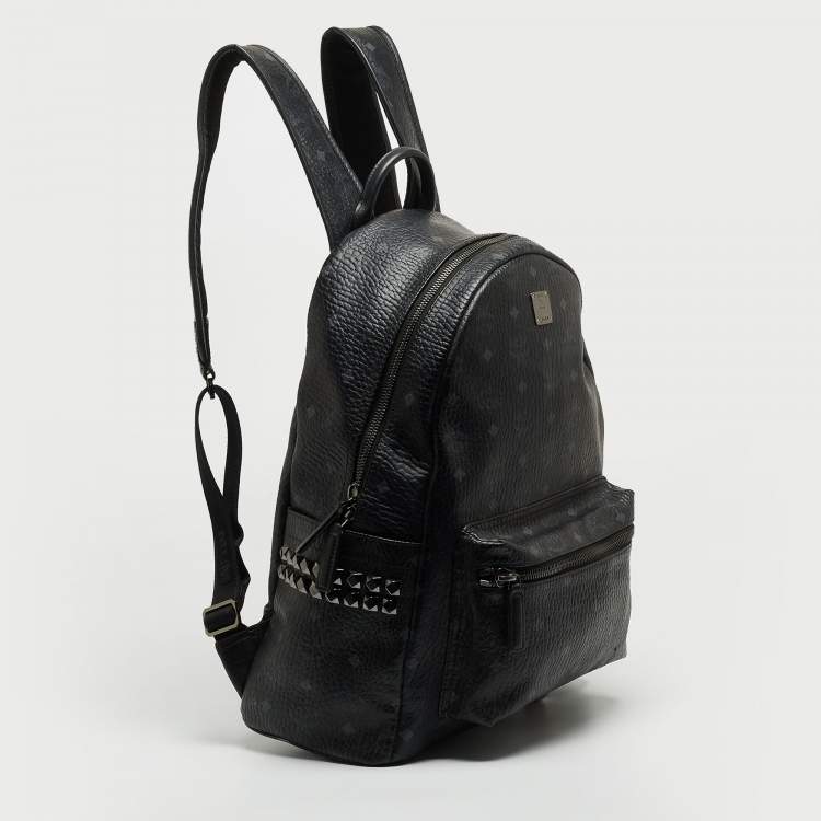 Pre Owned MCM Black Visetos Coated Canvas Large Stark Backpack