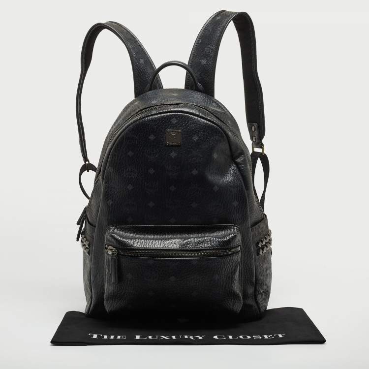 Pre Owned MCM Black Visetos Coated Canvas Large Stark Backpack