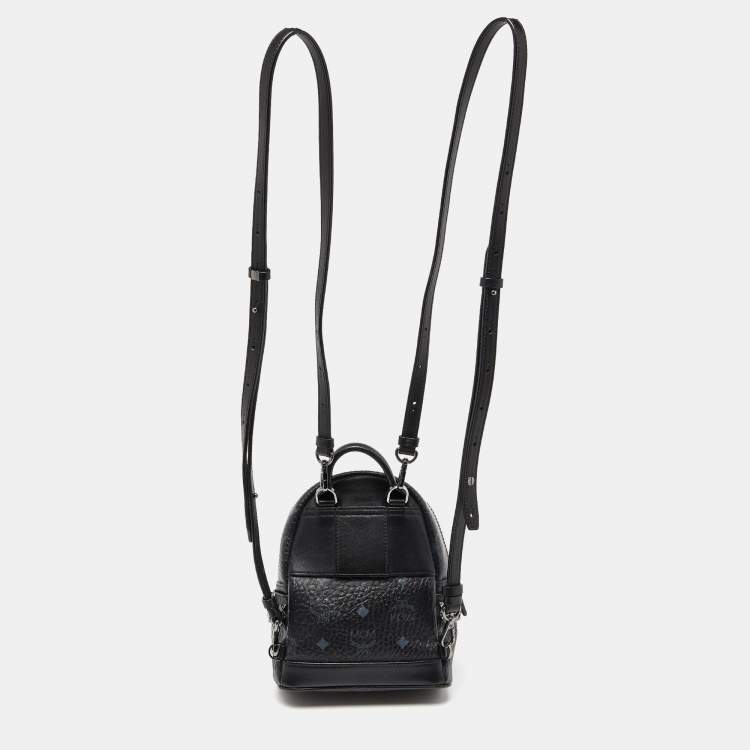 Pre Owned MCM Black Visetos Coated Canvas and Leather X-Mini Stark Bebe Boo Backpack