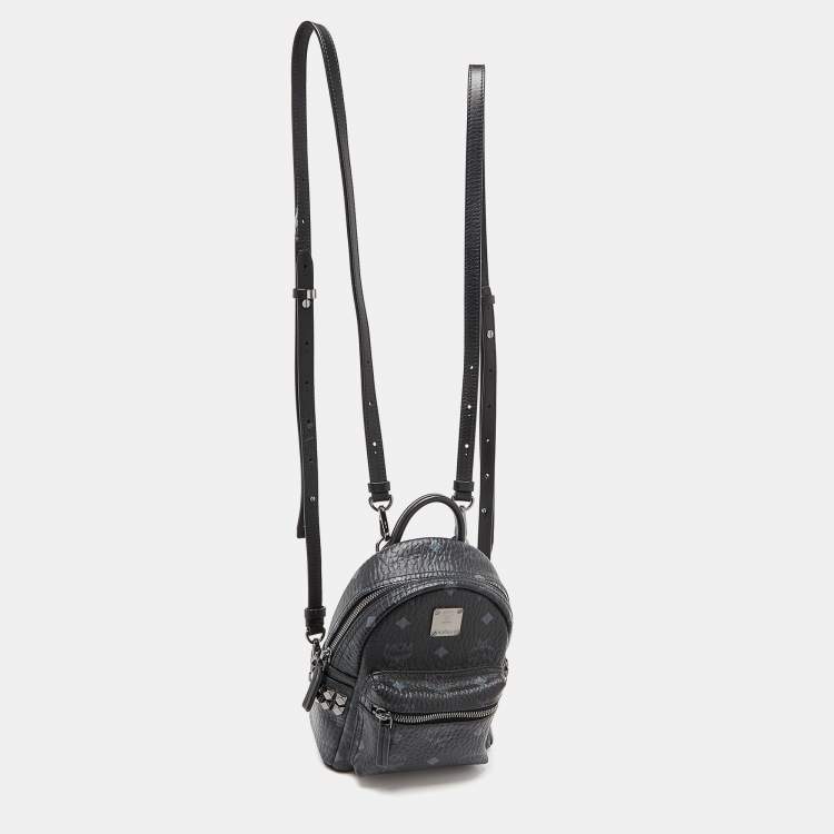 Pre Owned MCM Black Visetos Coated Canvas and Leather X-Mini Stark Bebe Boo Backpack