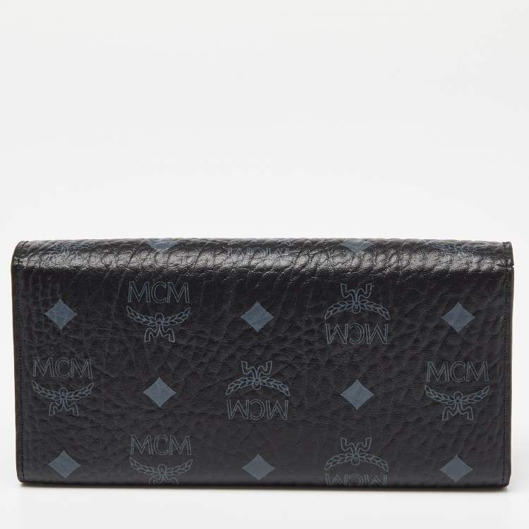 Pre Owned MCM Black Visetos Coated Canvas Embellished Continental Wallet