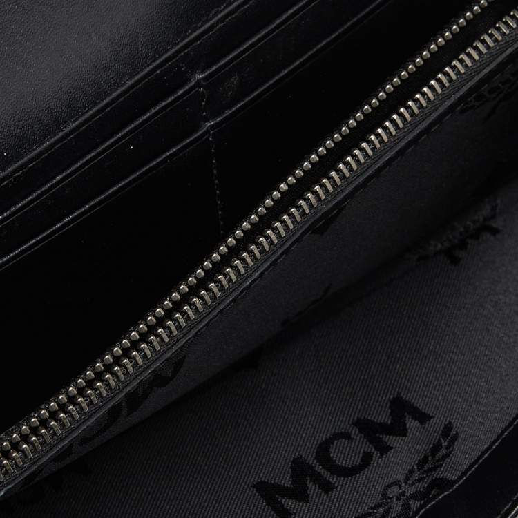 Pre Owned MCM Black Visetos Coated Canvas Embellished Continental Wallet