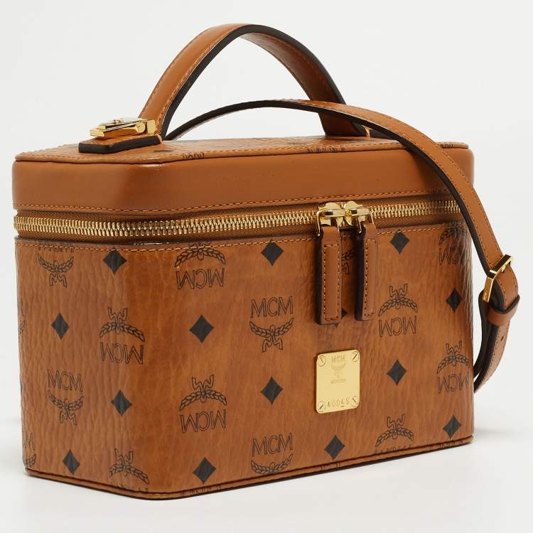 Pre Owned MCM Cognac Visetos Coated Canvas Rockstar Vanity Case