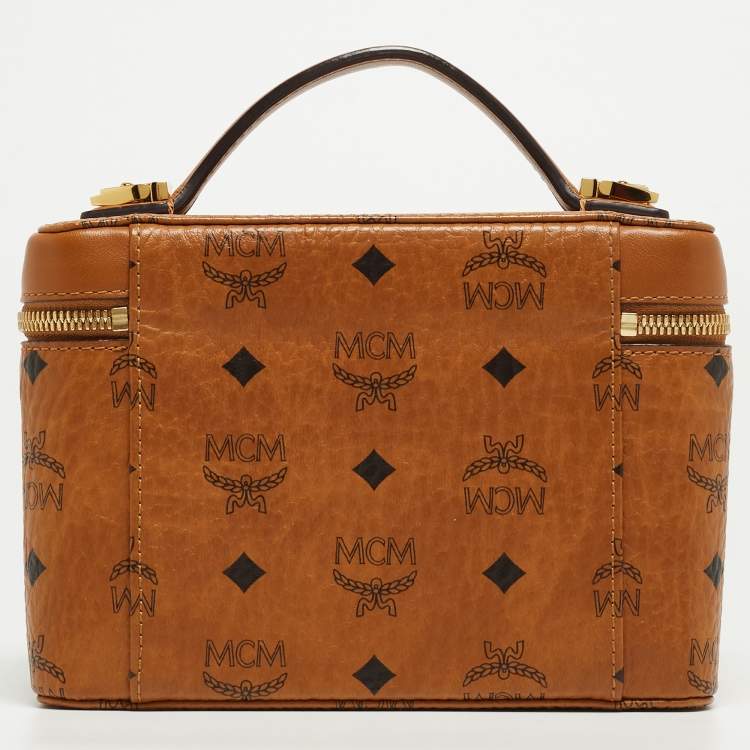 Pre Owned MCM Cognac Visetos Coated Canvas Rockstar Vanity Case