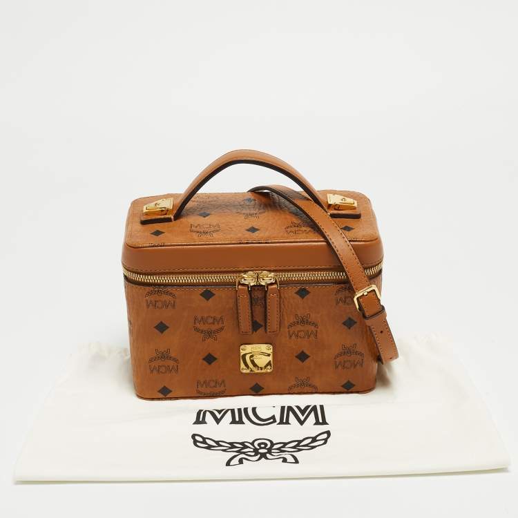 Pre Owned MCM Cognac Visetos Coated Canvas Rockstar Vanity Case