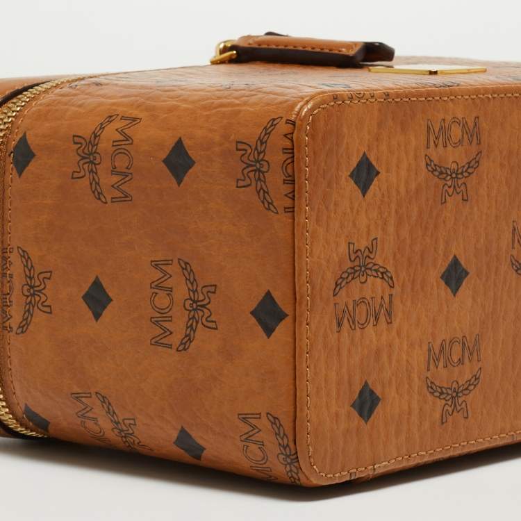 Pre Owned MCM Cognac Visetos Coated Canvas Rockstar Vanity Case