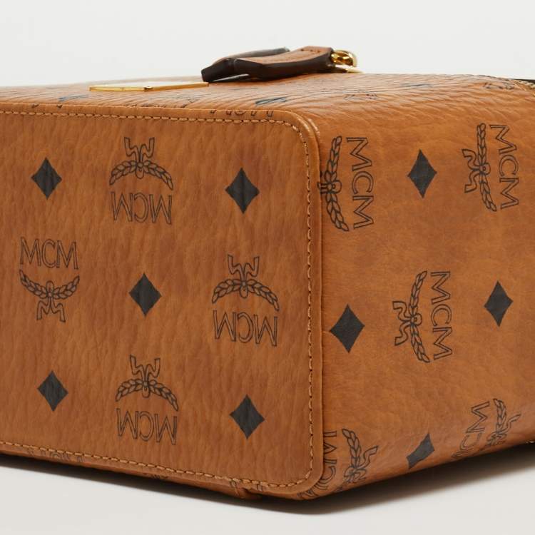 Pre Owned MCM Cognac Visetos Coated Canvas Rockstar Vanity Case