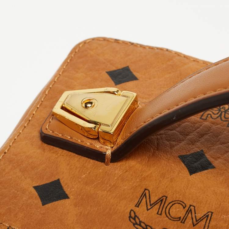 Pre Owned MCM Cognac Visetos Coated Canvas Rockstar Vanity Case