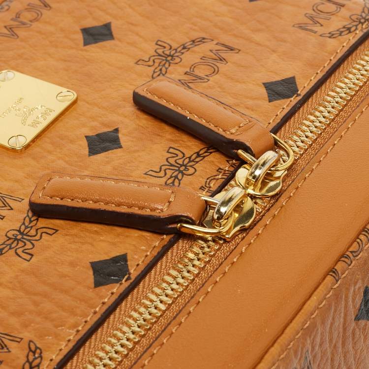 Pre Owned MCM Cognac Visetos Coated Canvas Rockstar Vanity Case