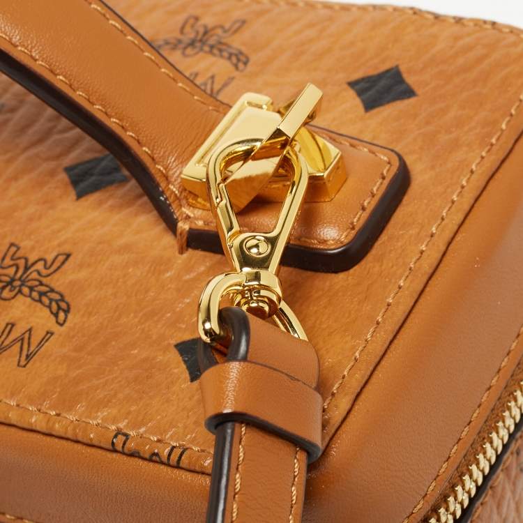 Pre Owned MCM Cognac Visetos Coated Canvas Rockstar Vanity Case
