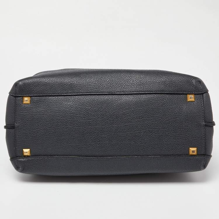 Pre Owned MCM Dark Grey Leather Medium Milla Tote