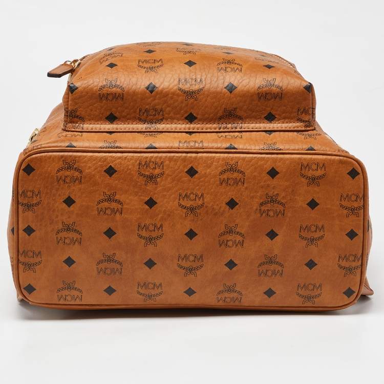 Pre Owned MCM Cognac Visetos Coated Canvas Large Stark Backpack
