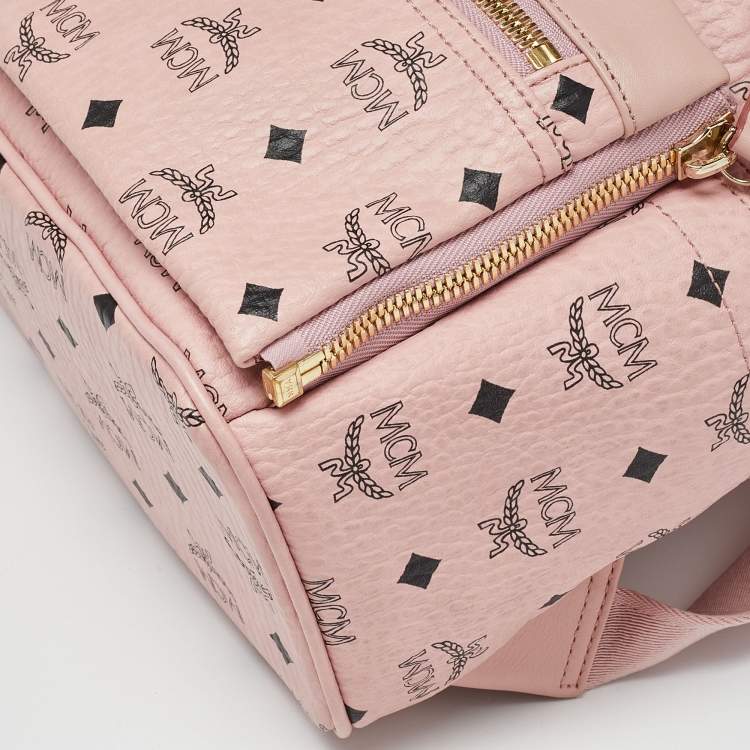 Pre Owned MCM Pink/Black Visetos Coated Canvas and Leather Dual Stark Backpack
