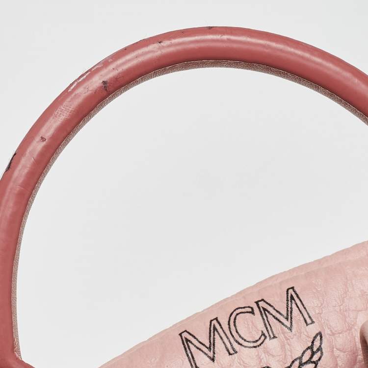 Pre Owned MCM Pink/Black Visetos Coated Canvas and Leather Dual Stark Backpack