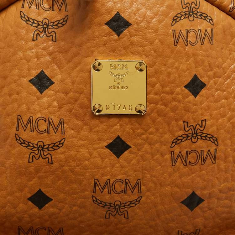 مملوكة مسبقًا MCM Cognac Visetos Coated Canvas Small Studs Stark Backpack