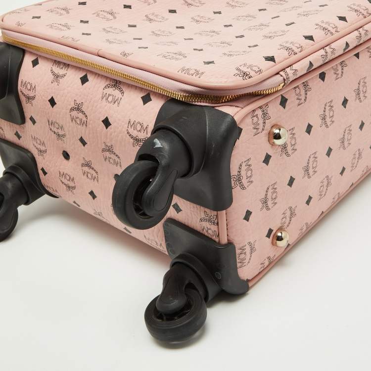 Pre Owned MCM Pink Visetos Coated Canvas Traveler Cabin Luggage 