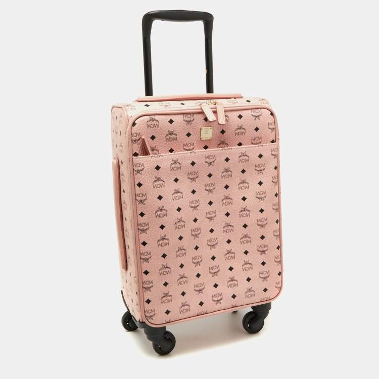 Pre Owned MCM Pink Visetos Coated Canvas Traveler Cabin Luggage 