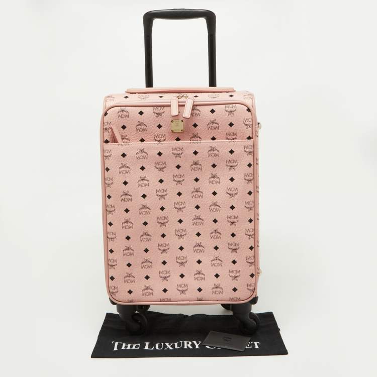 Pre Owned MCM Pink Visetos Coated Canvas Traveler Cabin Luggage 