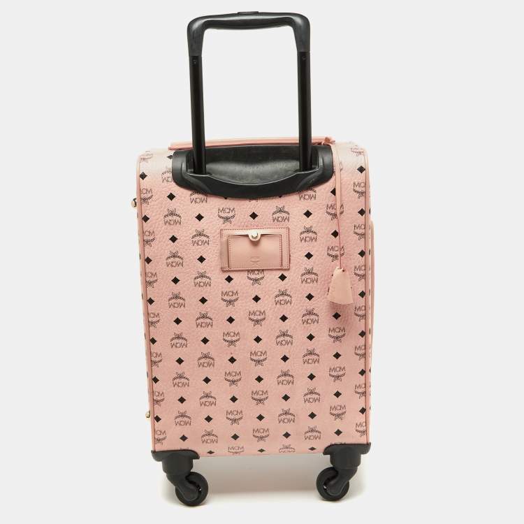 Pre Owned MCM Pink Visetos Coated Canvas Traveler Cabin Luggage 