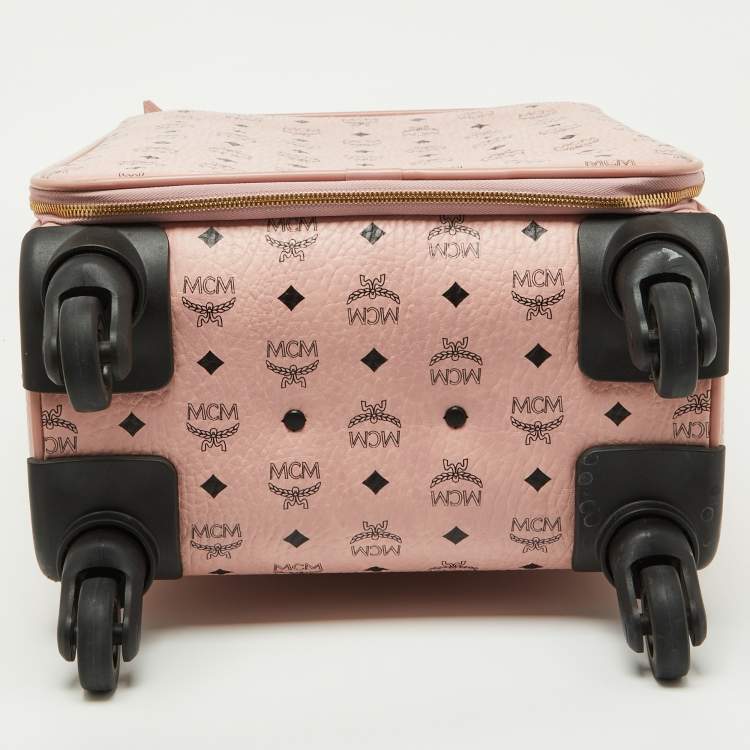 Pre Owned MCM Pink Visetos Coated Canvas Traveler Cabin Luggage 