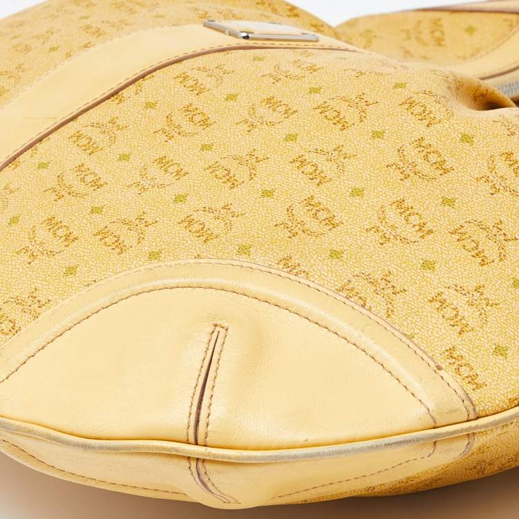 Pre Owned MCM Yellow Visetos Coated Canvas and Leather Hobo