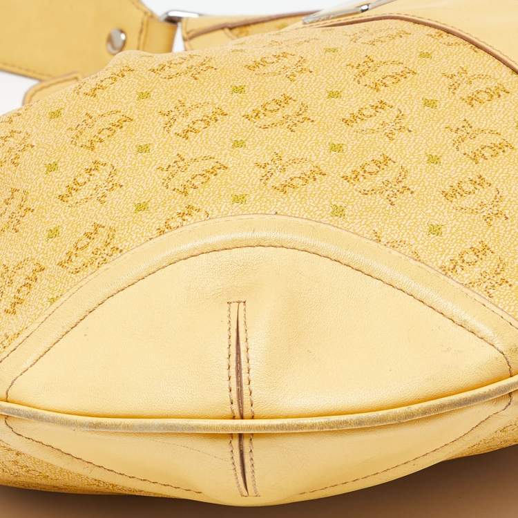 Pre Owned MCM Yellow Visetos Coated Canvas and Leather Hobo