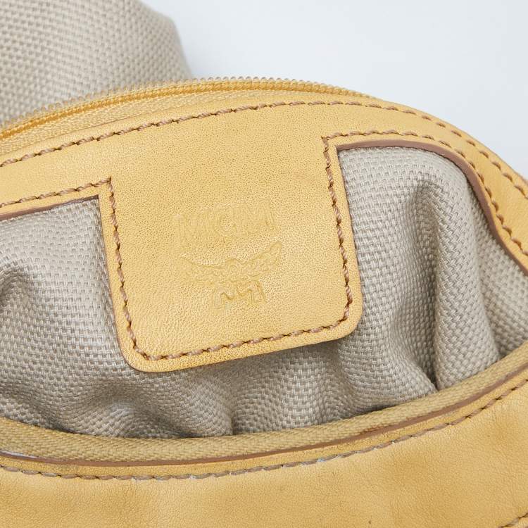 Pre Owned MCM Yellow Visetos Coated Canvas and Leather Hobo