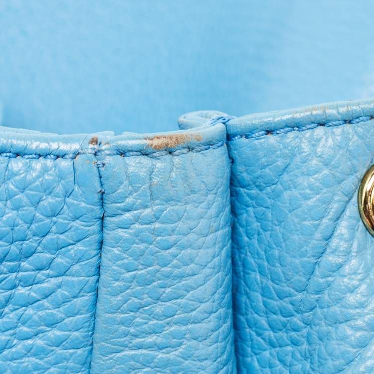 Pre Owned MCM Blue Leather Studded Flap Hobo